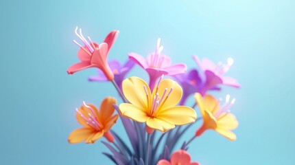 Vibrant blooming flowers in pastel colors floral pink