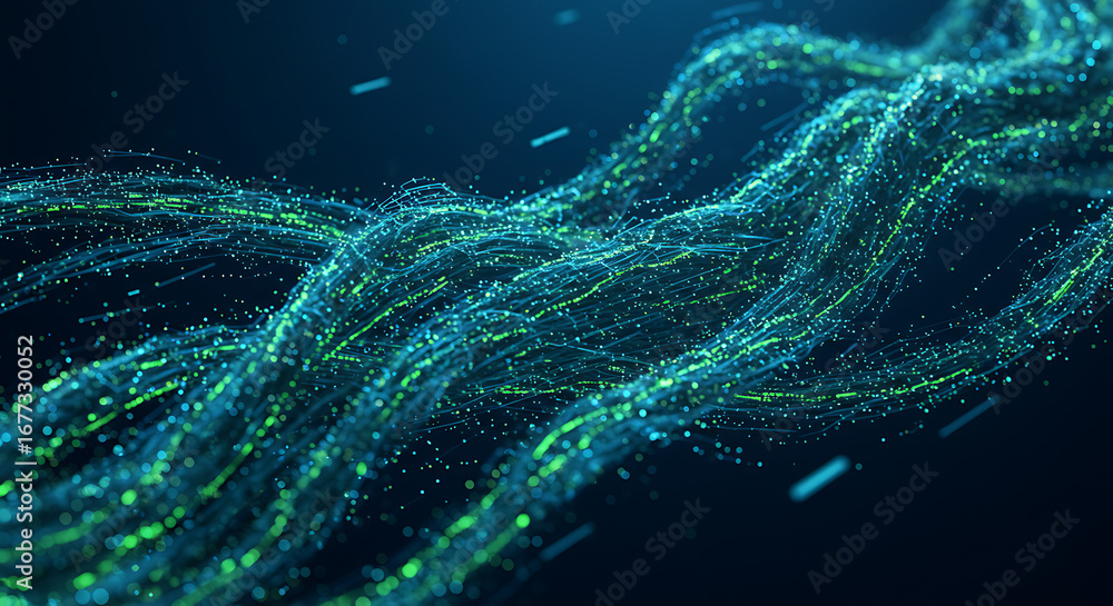 Poster digital abstract wave: a stunning, abstract representation of digital waves, characterized by flowin