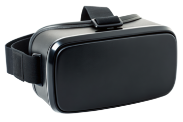 Black virtual reality headset for immersive gaming experience isolated with transparent background