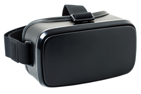 Black virtual reality headset for immersive gaming experience isolated with transparent background