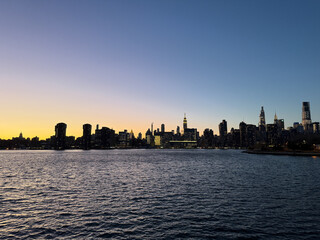 New York City Skyline Golden Light Sunset 