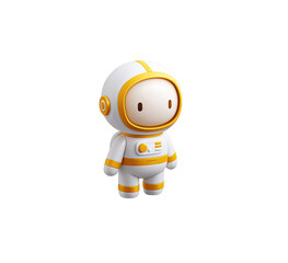 Cartoon astronaut, simple, white and yellow