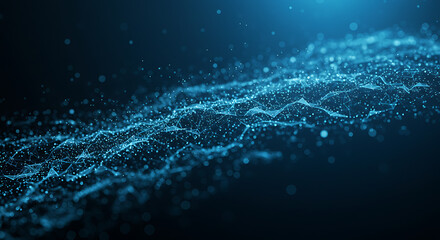 Digital Wave Abstract: A stunning display of digital innovation, a mesmerizing flow of shimmering, interconnected points, forms a vibrant and dynamic wave.