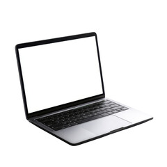 Open Laptop on a White Background Ideal for Technology or Business Related Projects and Presentations