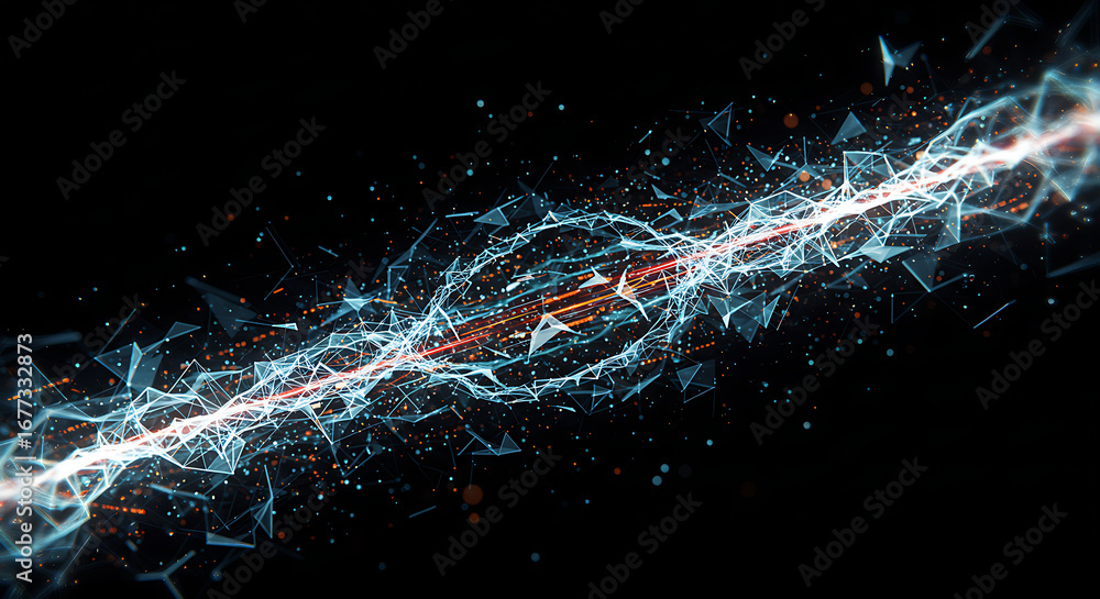 Poster dynamic energy flow: abstract visual showcases a burst of dynamic energy, suggesting digital innovat