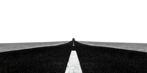 Empty asphalt road stretches into the distance