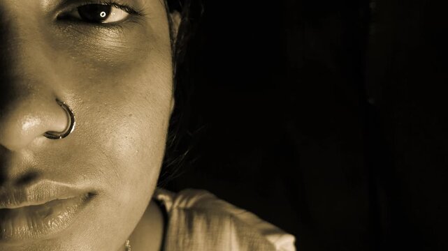 Emotional expression on face of young Indian teenage girl isolated
