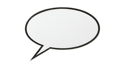 White Speech Bubble with Black Outline on Transparent Background