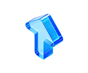 3D rendered translucent blue arrow pointing upwards