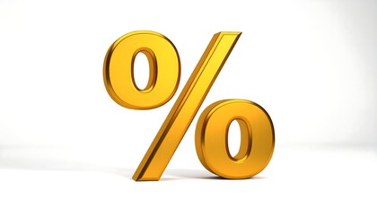 3D gold percentage symbol against a white background