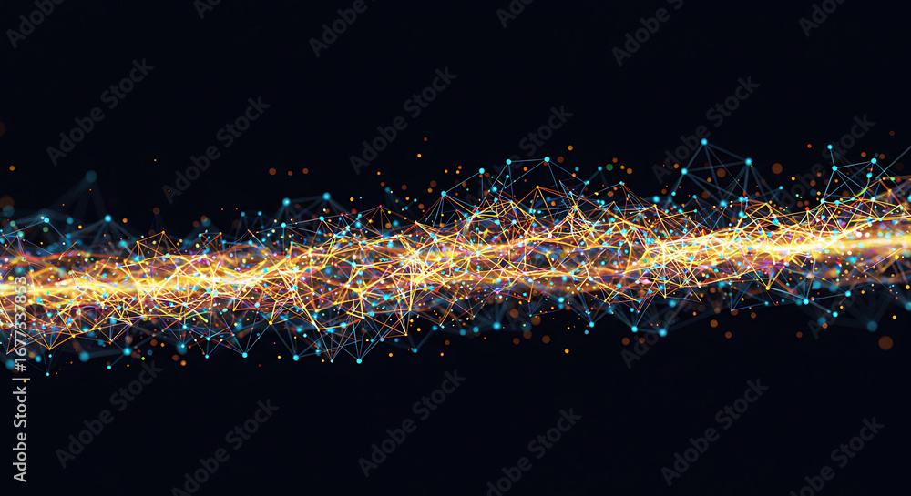 Poster abstract network of data: an artistic representation of an intricate network of interconnected point