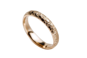 Detailed view of a textured gold ring