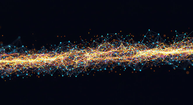 Abstract Network of Data: An artistic representation of an intricate network of interconnected points and lines, conveying the essence of data flow, connectivity, and the digital age.