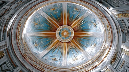 Ornate dome ceiling with intricate blue and gold decorations.