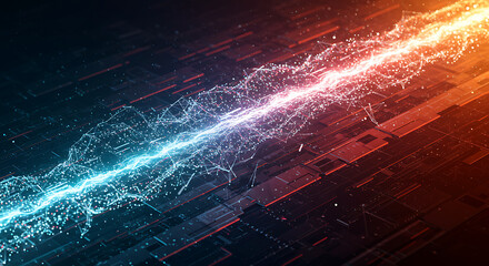 Digital Energy Flow: A vibrant, digital representation of energy surging across a technological landscape, showcasing a dynamic interplay of color and form. 