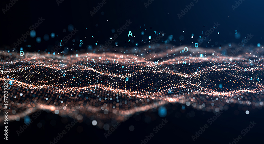 Aufkleber digital wave of data: a mesmerizing visual representation of digital information flowing seamlessly 