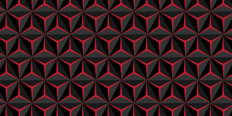 Black geometric cube creative concept triangle overlap square technology background. digital cubes fabric and wallpaper grid block texture background.	
