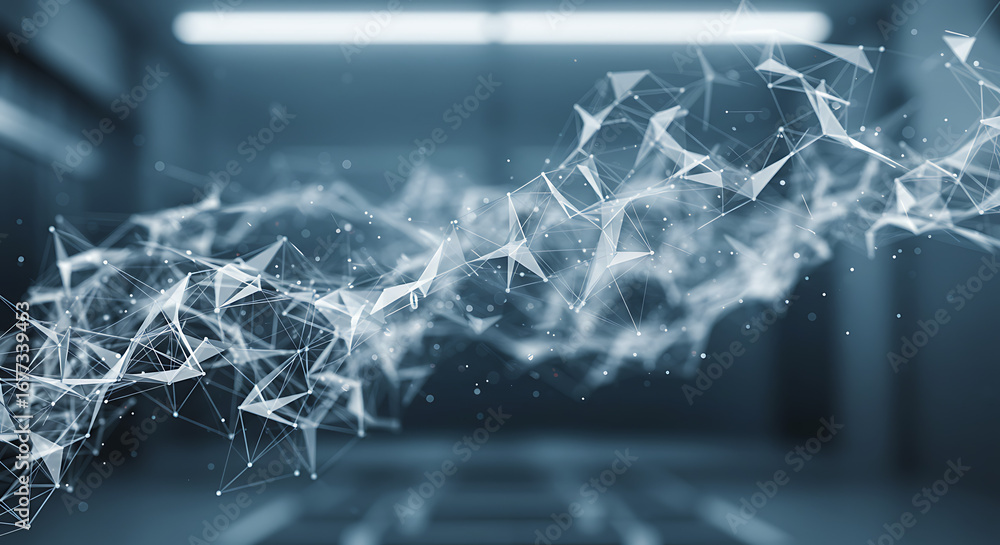 Poster abstract digital network: an intricate, luminous digital network, a symphony of interconnected nodes