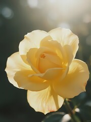 Soft Yellow Rose in Sunlit Garden