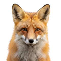 Obraz premium Close up portrait of a red fox with intelligent eyes isolated on transparent background