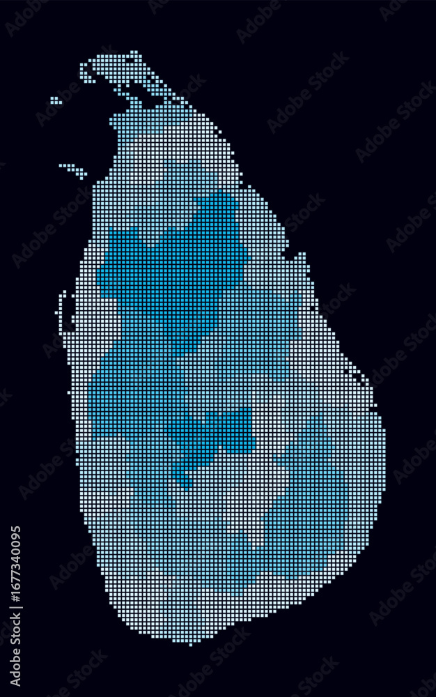 Poster sri lanka dotted map. digital style map of the country on dark background. sri lanka shape with squa