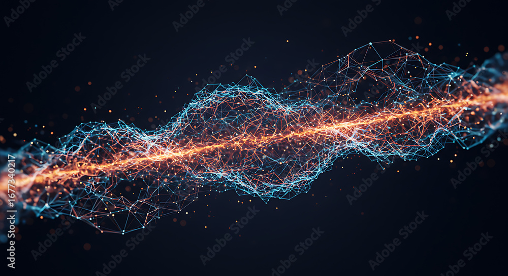 Poster abstract waves of light and energy: a mesmerizing digital rendering showcasing the dynamic interplay