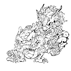 Hand Drawn Cartoon Dragon Vector Illustration