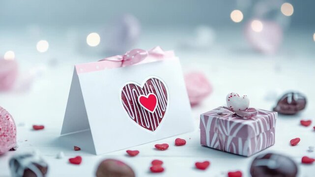 A romantic Valentine's Day card featuring a beautiful heart symbol, perfect for expressing love and affection