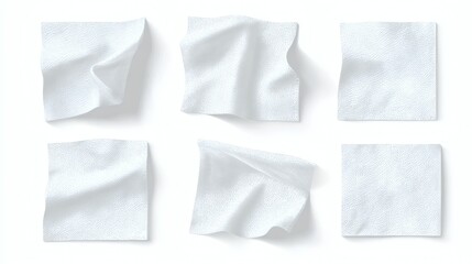 Obraz premium Six crumpled white fabric squares arranged in a grid pattern