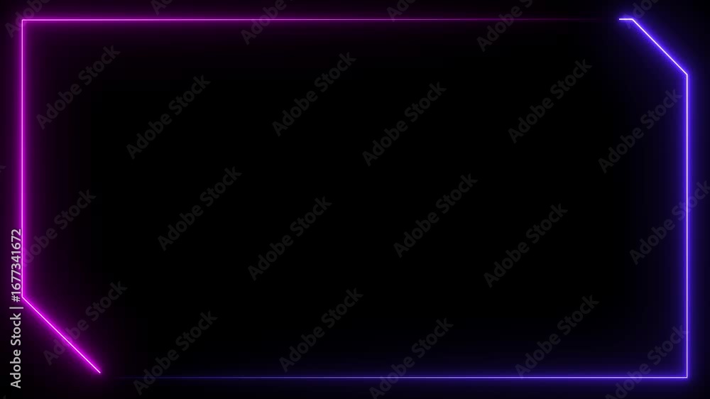 Poster red color rectangle glowing neon frame background animation, glowing neon rectangle border frame in 