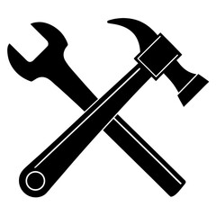 Wrench Crossed Isolated on White Background
Crossed Tools Silhouette Vector Illustration
Minimalist Repair Icon Vector
Bold Black Hardware Tools Clipart