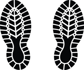 Black and White Footprint Illustrations Two Shoe Prints Facing Forward on White Background