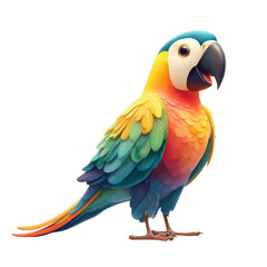 Fototapeta premium Colorful 3D Cartoon Parrot Illustration in Pastel Glossy Style for Vibrant Creative Projects