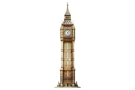 Big Ben Clock Tower in London, isolated on a transparent background.