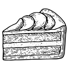 Hand-Drawn Apple Slice Cake Dessert Illustration for Culinary