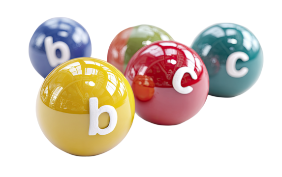 Colorful balls with letters