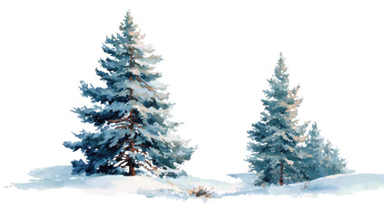 Fototapeta premium Two winter trees on snow-covered ground