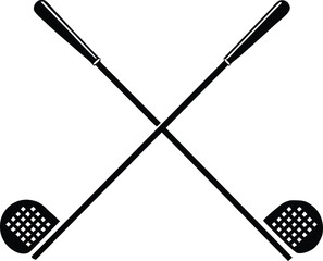 Crossed Golf Clubs Silhouette A Minimalist Black and White Sporting Illustration