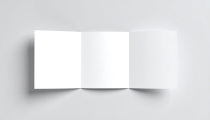 Blank tri-fold brochure on a light gray background