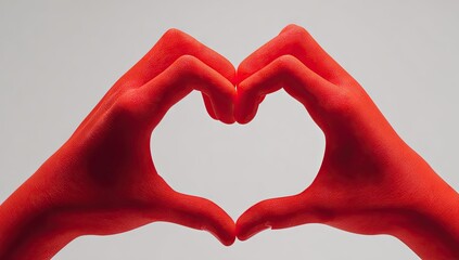 Fototapeta premium Red hands forming heart shape, symbol of love and affection.