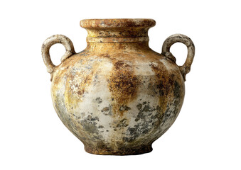 Ancient terracotta jar with mottled surface