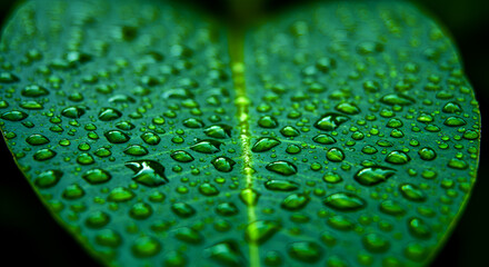 A vibrant green leaf glistens with morning dew a symbol of new beginnings in lush calming shades