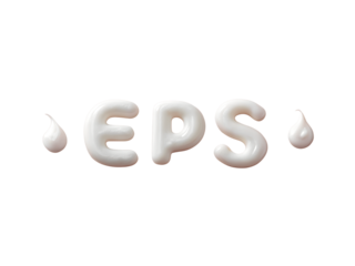 The letters eps are written in white cream isolated on transparent background