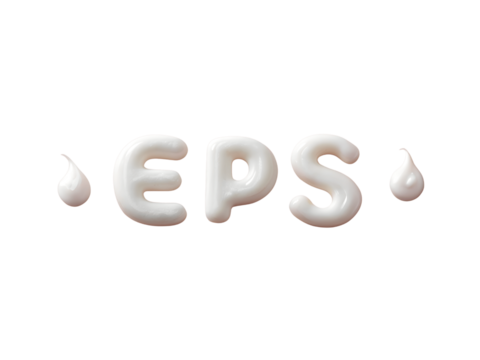 The letters eps are written in white cream isolated on transparent background