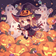 Fototapeta premium halloween background with witch
