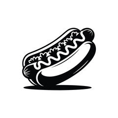 Classic hot dog with mustard and relish illustration