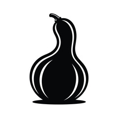Black silhouette of a gourd with a curved neck