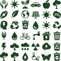 Sustainable Living A Collection of Symbols for Eco-Friendly Practices, Representing the Essence of Conservation and Environmental Stewardship