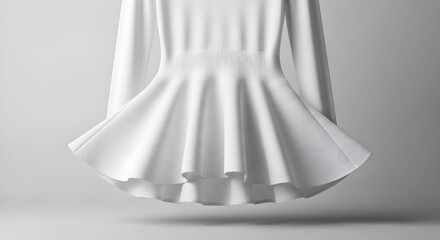 Elegant White Long Sleeve Dress with Flared Skirt