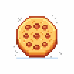 Fototapeta premium Pixel Art Chocolate Chip Cookie Icon, 8-Bit Retro Dessert